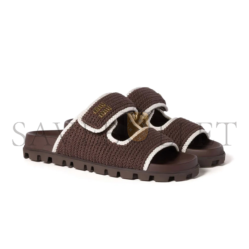 MIU MIU CROCHET KNIT SLIDES 5XX641